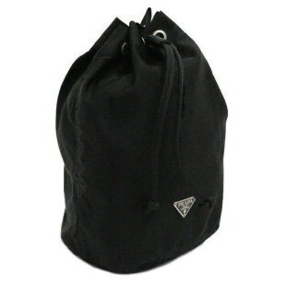 Prada Triangle Logo Drawstring Handbag Black Nylon - image 2